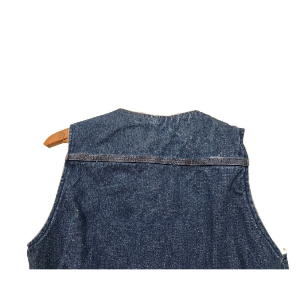 Mens‎ 70s 80s Vintage Denim Vest Faux Sherpa Lined Blue Size Small Western - Picture 6 of 7